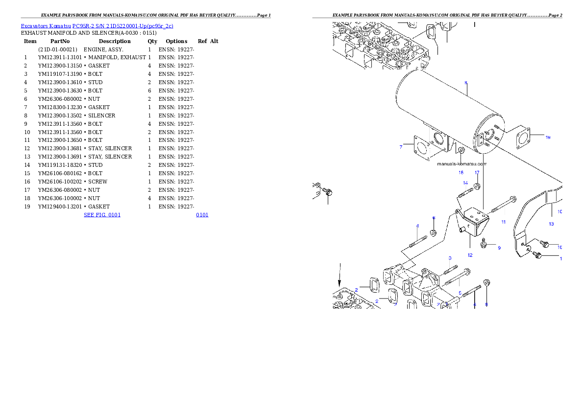 PC95R-2 S/N 21D5220001-Up Partsbook
