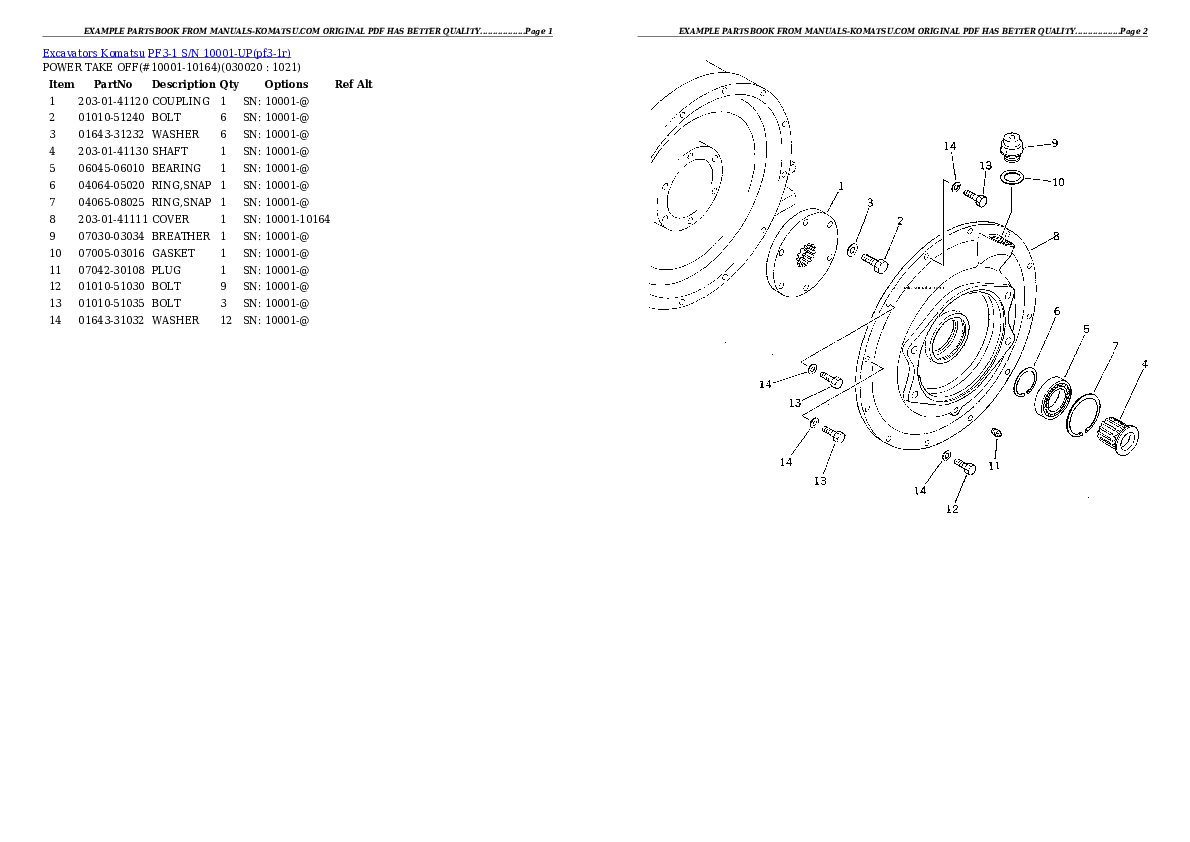 PF3-1 S/N 10001-UP Partsbook