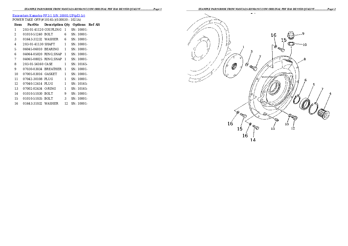 PF3-1 S/N 10001-UP Partsbook