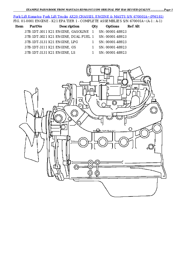 AX20 CHASSIS, ENGINE & MASTS S/N 670001A~ Partsbook