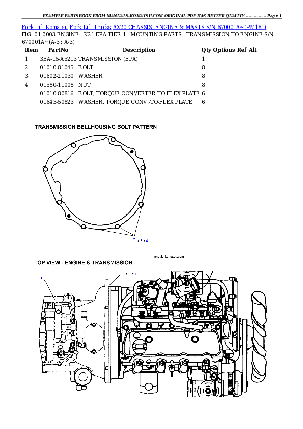 AX20 CHASSIS, ENGINE & MASTS S/N 670001A~ Partsbook