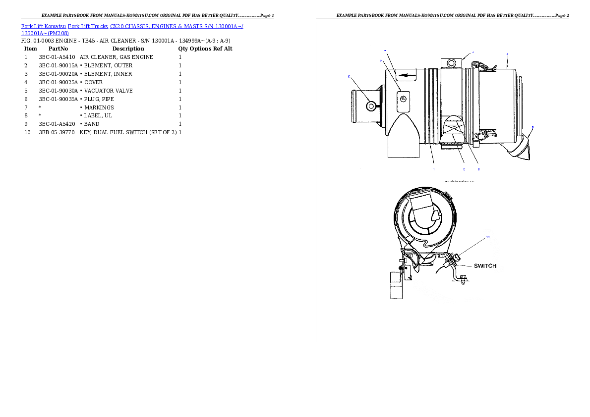 Protected: CX20 CHASSIS, ENGINES & MASTS S/N 130001A~/ 135001A~ Partsbook