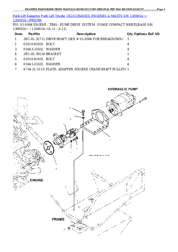Protected: CX20 CHASSIS, ENGINES & MASTS S/N 130001A~/ 135001A~ Partsbook
