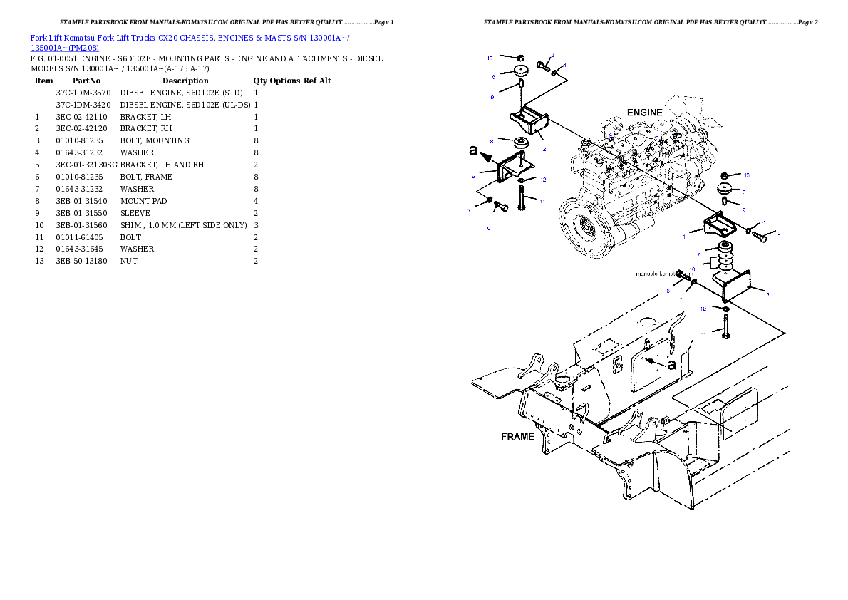 Protected: CX20 CHASSIS, ENGINES & MASTS S/N 130001A~/ 135001A~ Partsbook