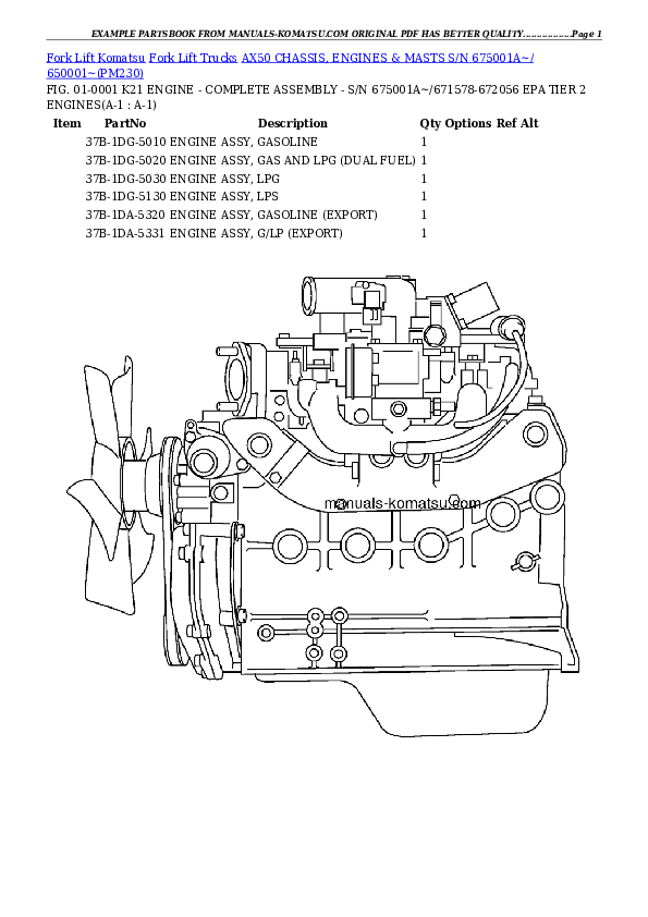 AX50 CHASSIS, ENGINES & MASTS S/N 675001A~/ 650001~ Partsbook
