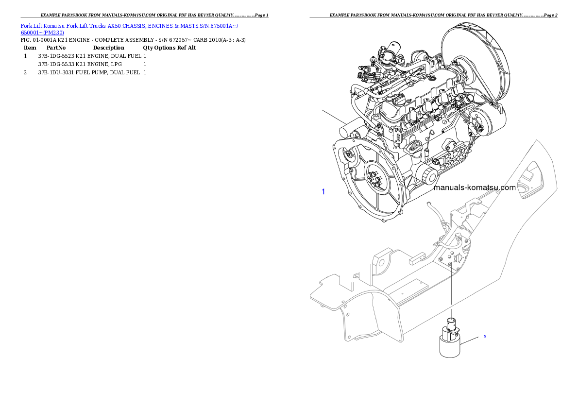 AX50 CHASSIS, ENGINES & MASTS S/N 675001A~/ 650001~ Partsbook