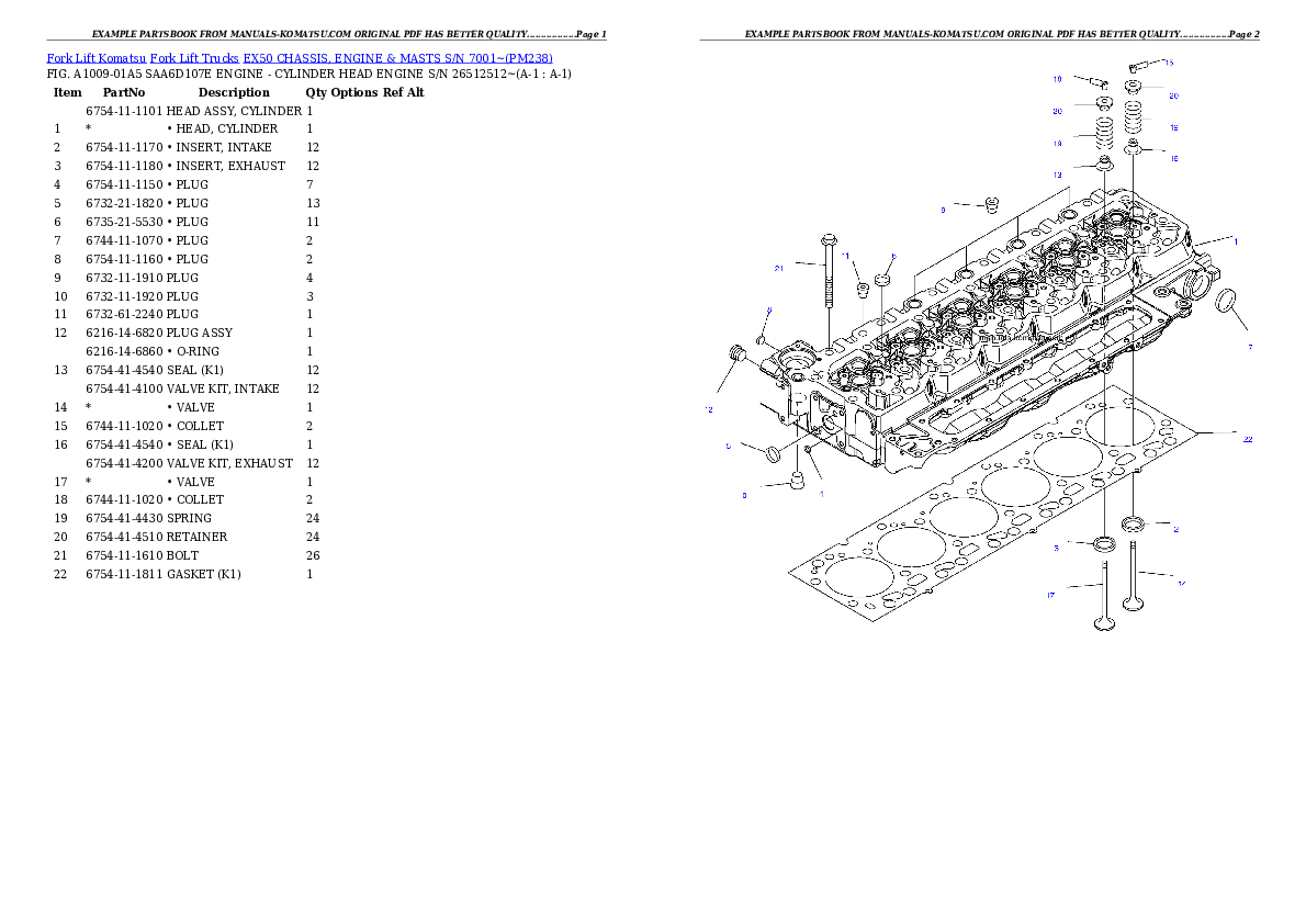 EX50 CHASSIS, ENGINE & MASTS S/N 7001~ Partsbook