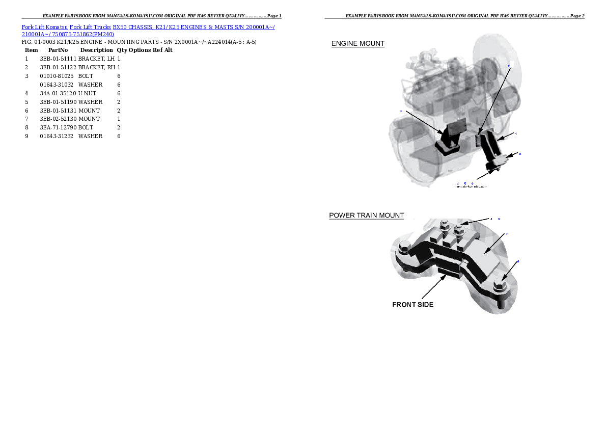 Protected: BX50 CHASSIS, K21/ K25 ENGINES & MASTS S/N 200001A~/ 210001A~/ 750875-751862 Partsbook