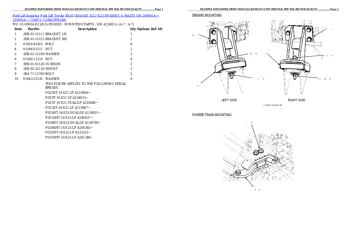 Protected: BX50 CHASSIS, K21/ K25 ENGINES & MASTS S/N 200001A~/ 210001A~/ 750875-751862 Partsbook
