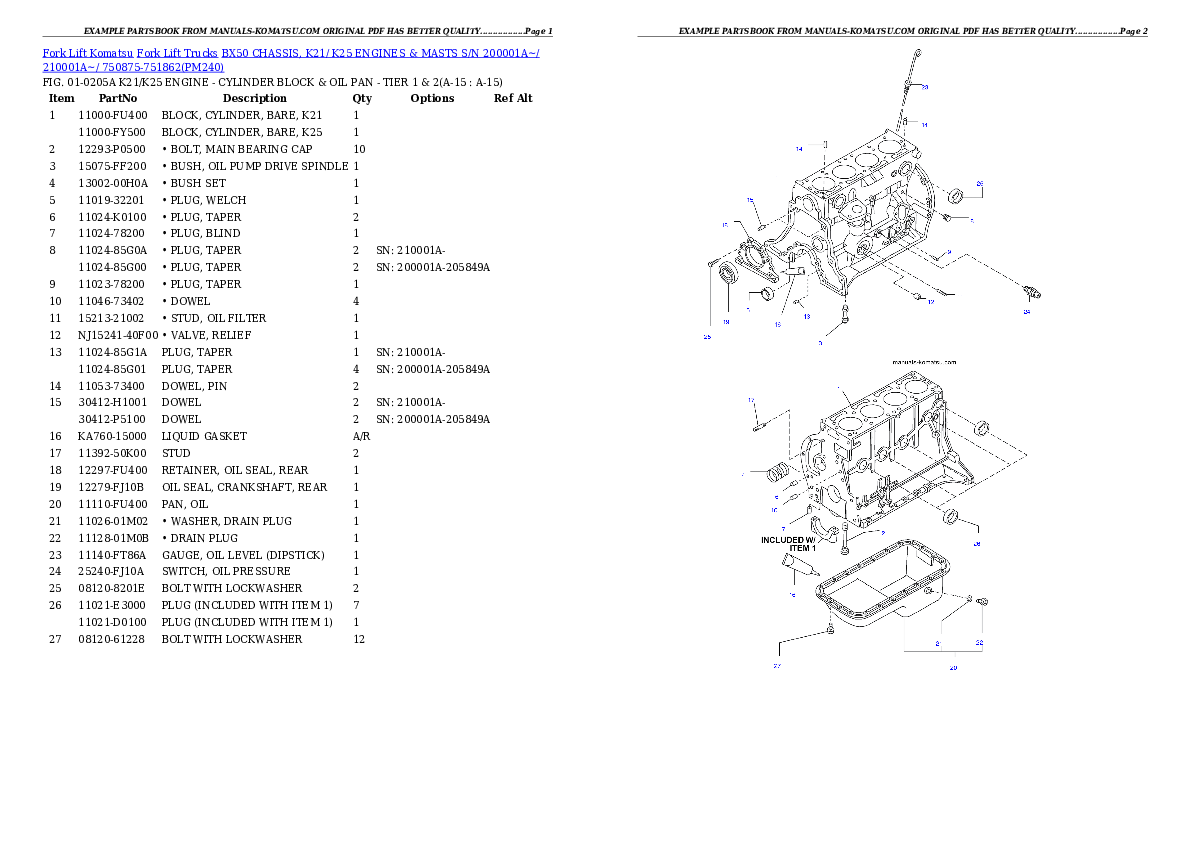Protected: BX50 CHASSIS, K21/ K25 ENGINES & MASTS S/N 200001A~/ 210001A~/ 750875-751862 Partsbook