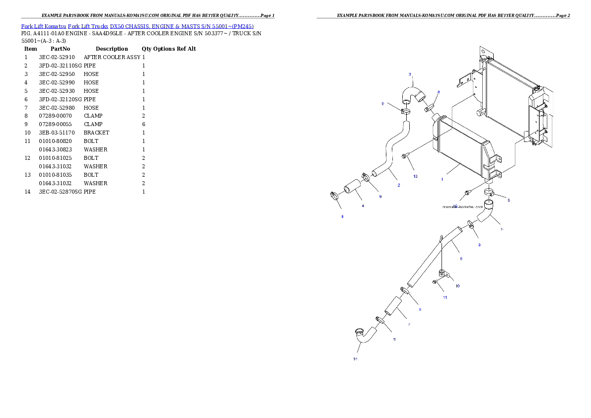 DX50 CHASSIS, ENGINE & MASTS S/N 55001~ Partsbook