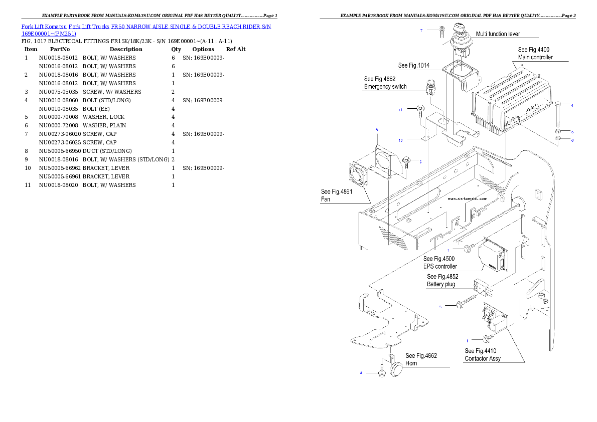Protected: FR50 NARROW AISLE SINGLE & DOUBLE REACH RIDER S/N 169E00001~ Partsbook