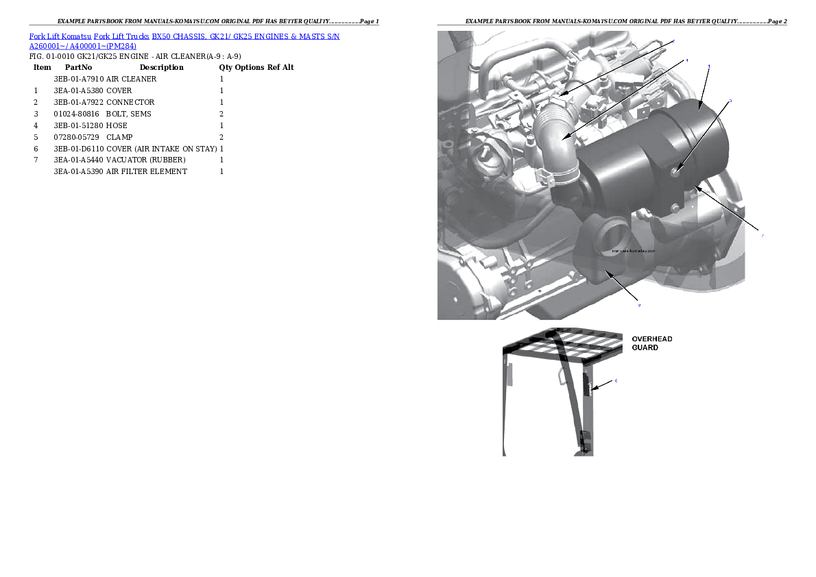 Protected: BX50 CHASSIS, GK21/ GK25 ENGINES & MASTS S/N A260001~/ A400001~ Partsbook