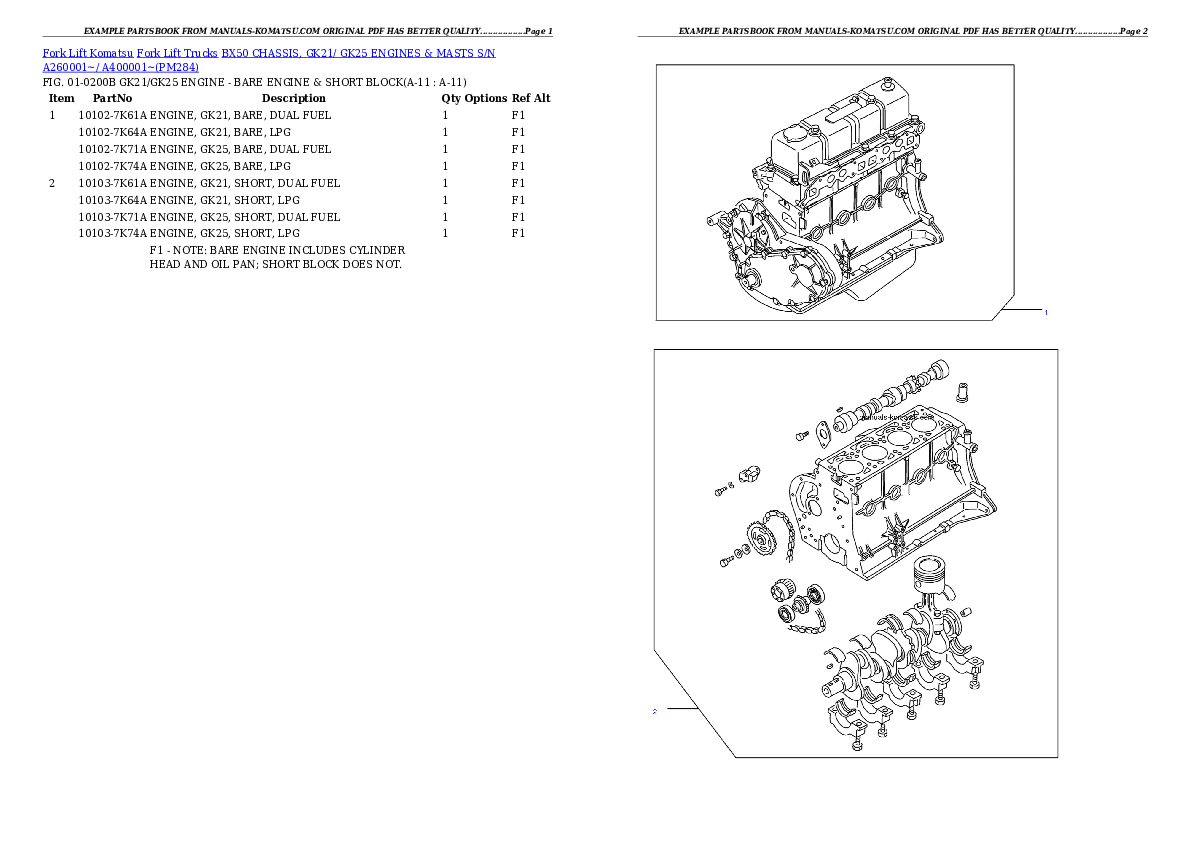 Protected: BX50 CHASSIS, GK21/ GK25 ENGINES & MASTS S/N A260001~/ A400001~ Partsbook