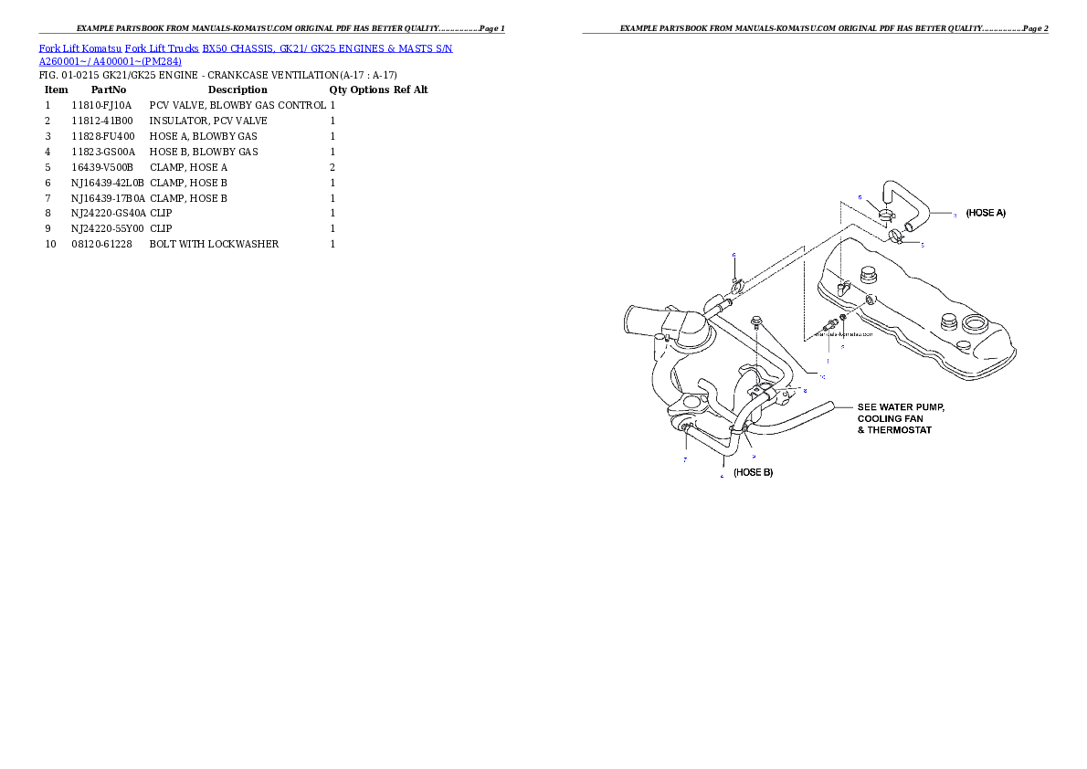 Protected: BX50 CHASSIS, GK21/ GK25 ENGINES & MASTS S/N A260001~/ A400001~ Partsbook