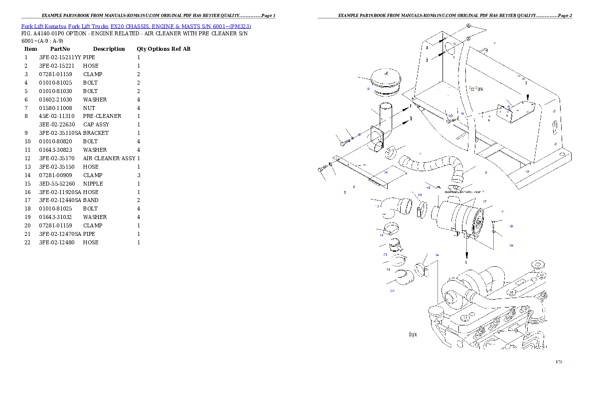 Protected: EX20 CHASSIS, ENGINE & MASTS S/N 6001~ Partsbook