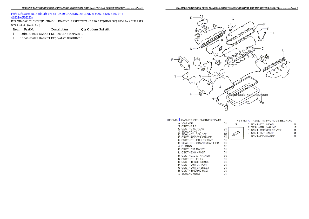 DX20 CHASSIS, ENGINE & MASTS S/N 46001~ / 44801~ Partsbook