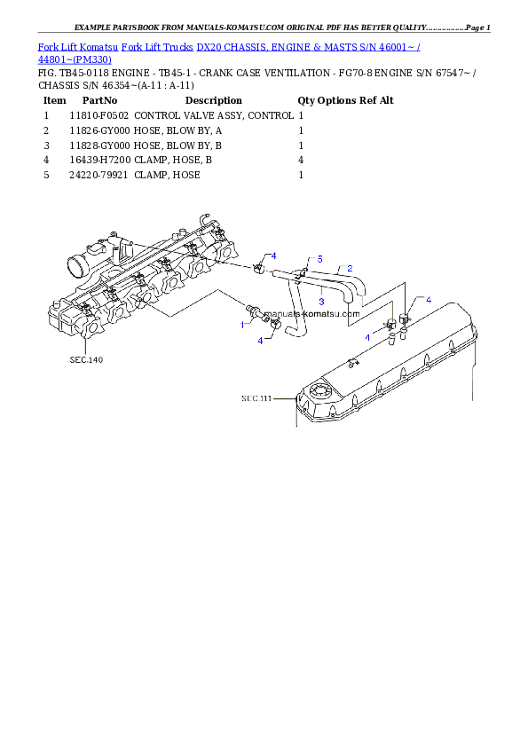 Protected: DX20 CHASSIS, ENGINE & MASTS S/N 46001~ / 44801~ Partsbook