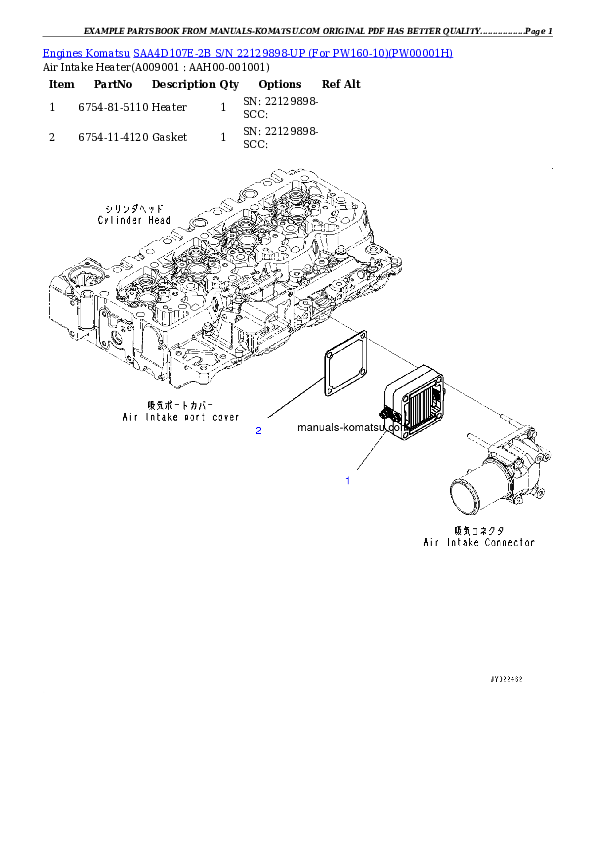 Protected: SAA4D107E-2B S/N 22129898-UP (For PW160-10) Partsbook
