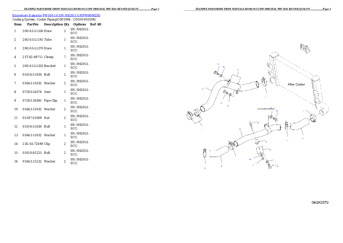 Protected: PW160-10 S/N H62051-UP Partsbook