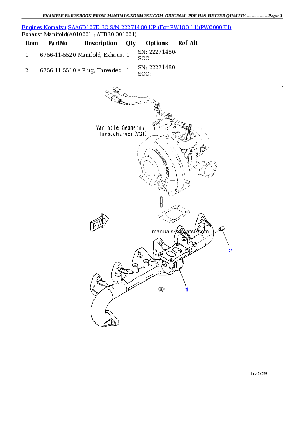 Protected: SAA6D107E-3C S/N 22271480-UP (For PW180-11) Partsbook