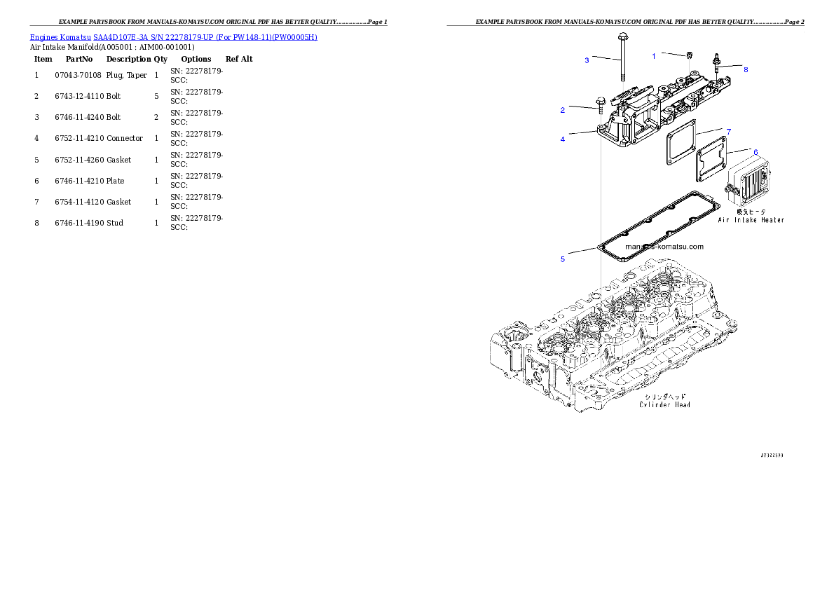 Protected: SAA4D107E-3A S/N 22278179-UP (For PW148-11) Partsbook