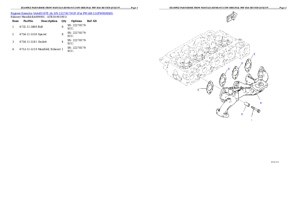 Protected: SAA4D107E-3A S/N 22278179-UP (For PW148-11) Partsbook