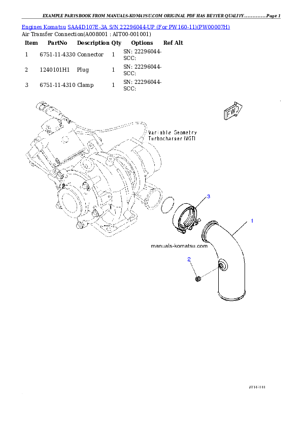 Protected: SAA4D107E-3A S/N 22296044-UP (For PW160-11) Partsbook