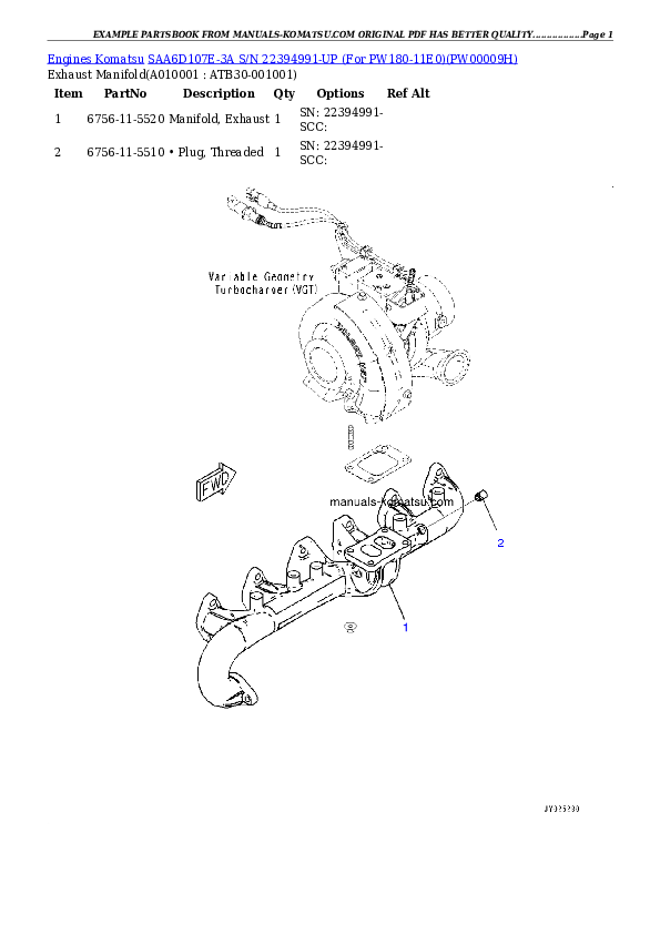 Protected: SAA6D107E-3A S/N 26606389-UP (For PC240LC-11) Partsbook