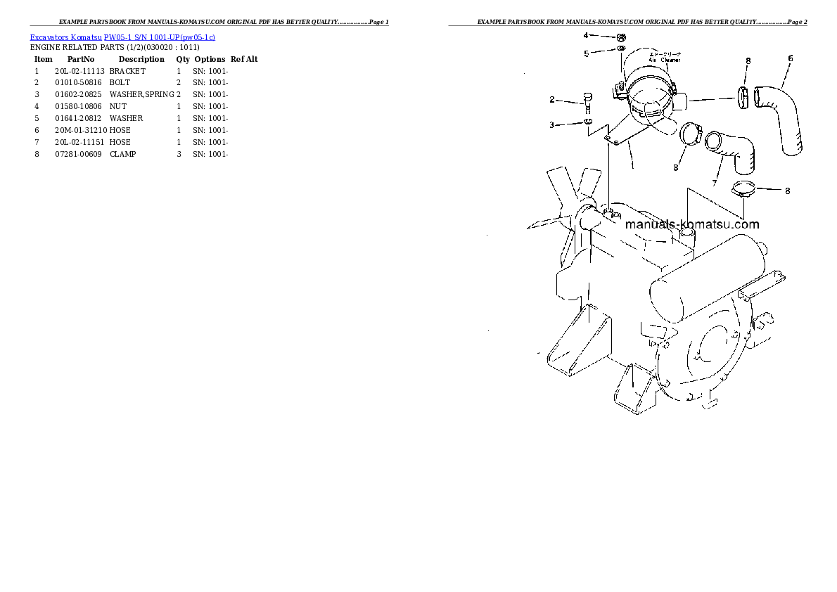 PW05-1 S/N 1001-UP Partsbook