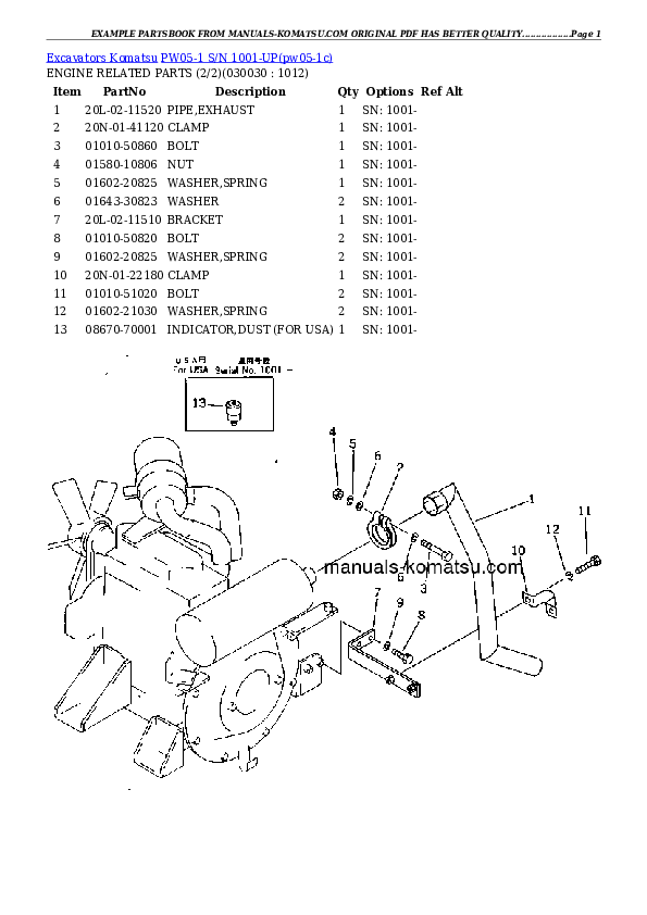 PW05-1 S/N 1001-UP Partsbook