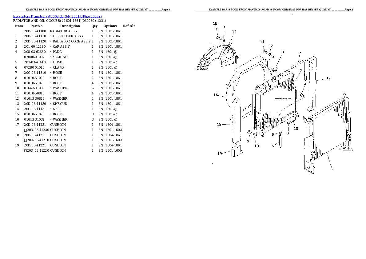 PW100S-3B S/N 1601-UP Partsbook