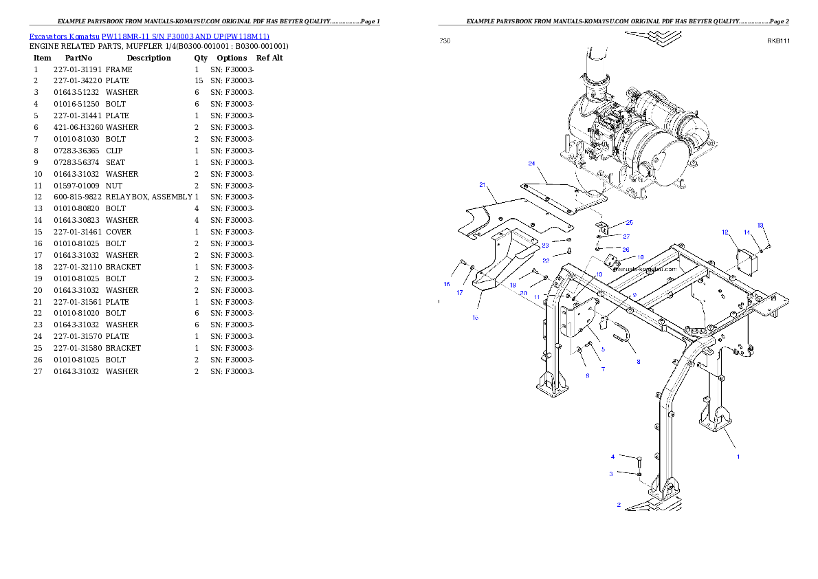 Protected: PW118MR-11 S/N F30003 AND UP Partsbook