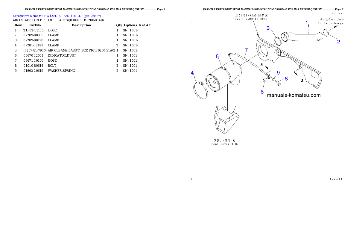 PW128UU-1 S/N 1001-UP Partsbook