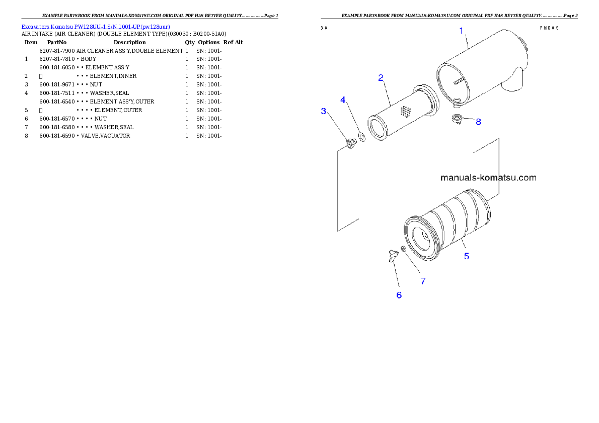 PW128UU-1 S/N 1001-UP Partsbook