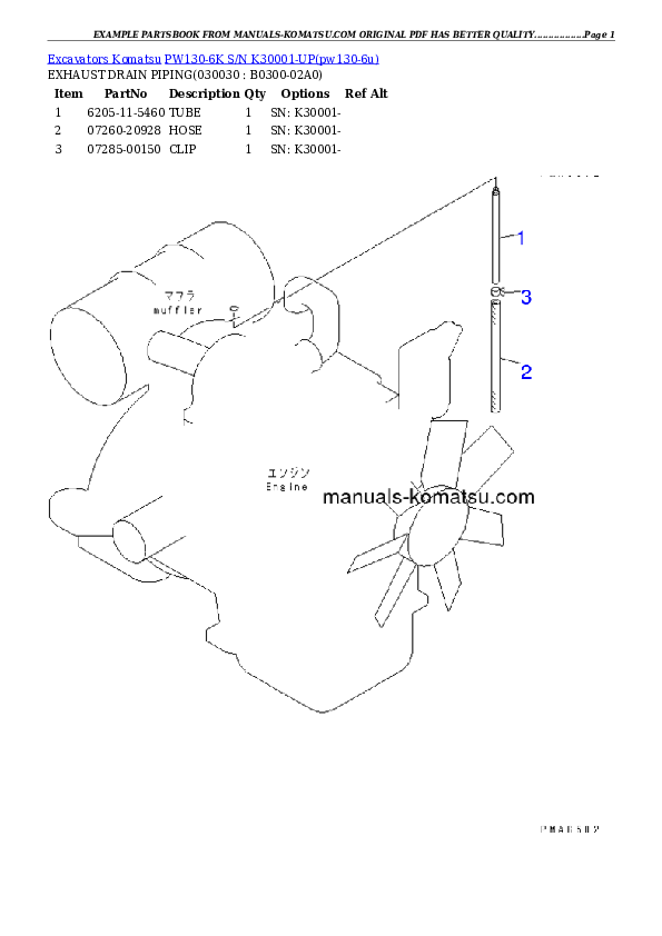 PW130-6K S/N K30001-UP Partsbook