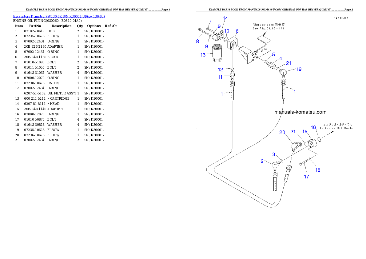 Protected: PW130-6K S/N K30001-UP Partsbook