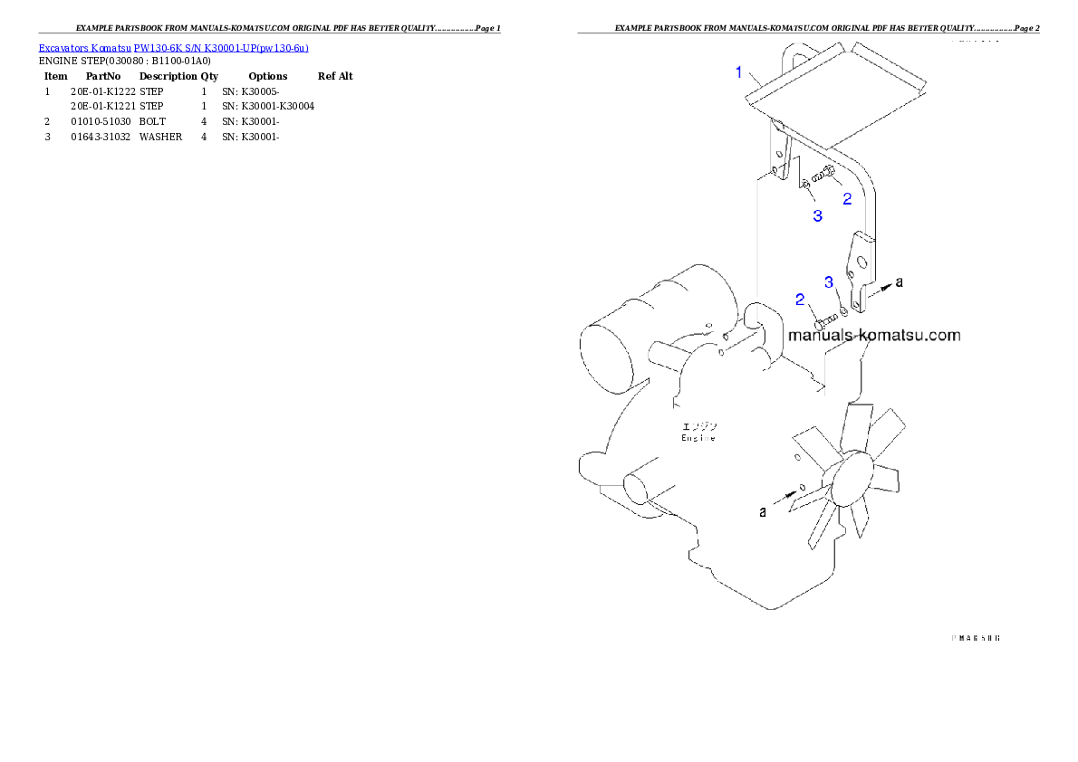 Protected: PW130-6K S/N K30001-UP Partsbook