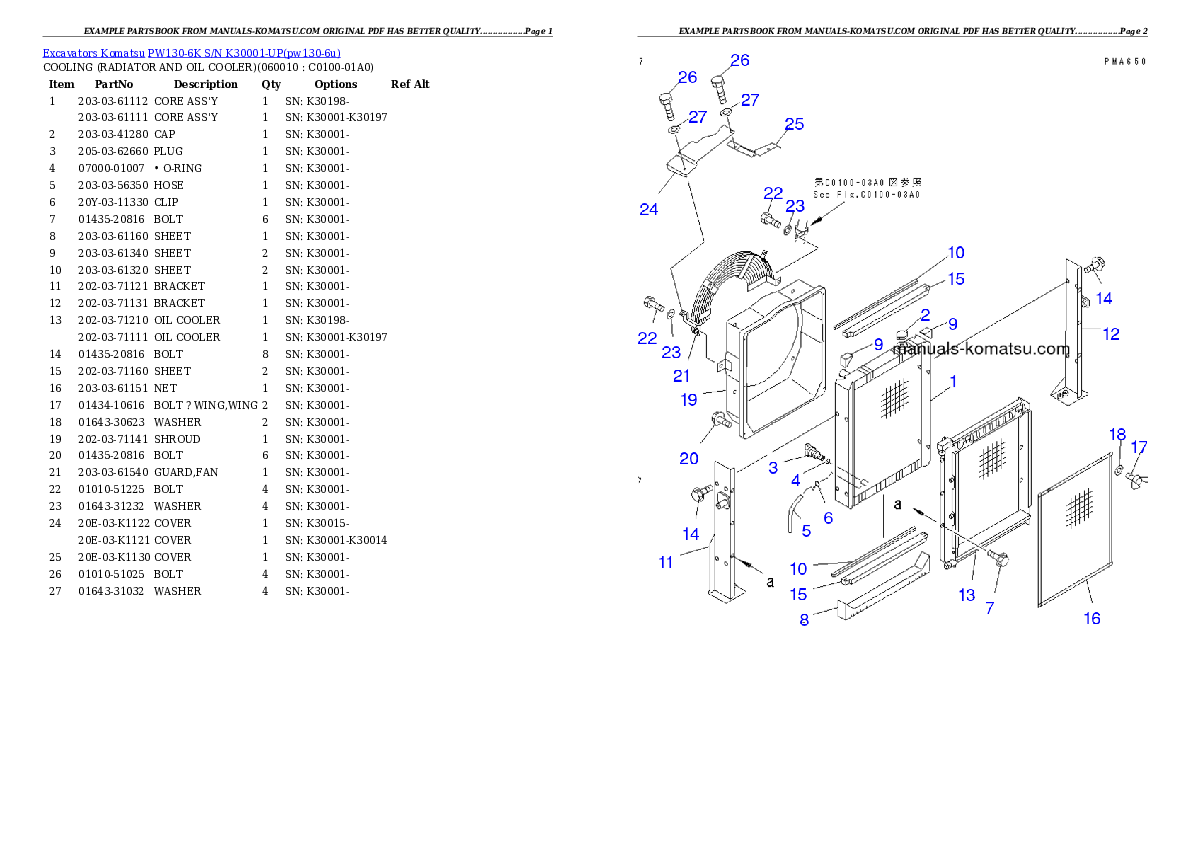 Protected: PW130-6K S/N K30001-UP Partsbook