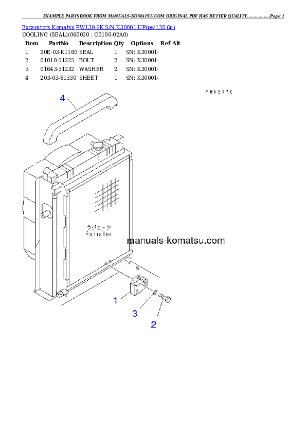 Protected: PW130-6K S/N K30001-UP Partsbook