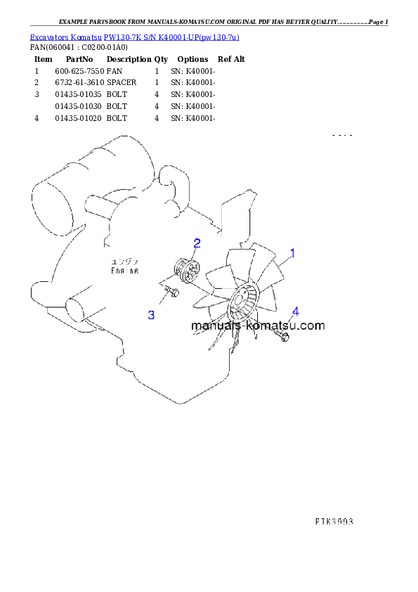 Protected: PW130-7K S/N K40001-UP Partsbook