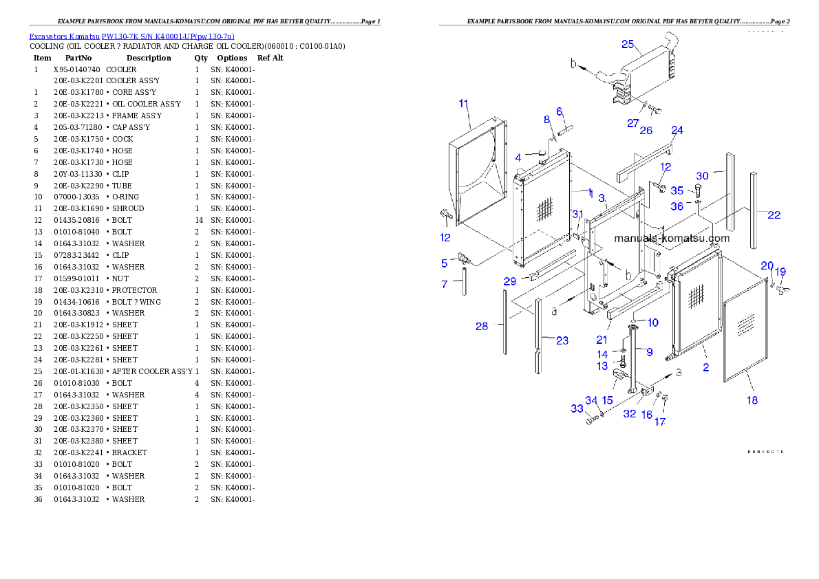 Protected: PW130-7K S/N K40001-UP Partsbook