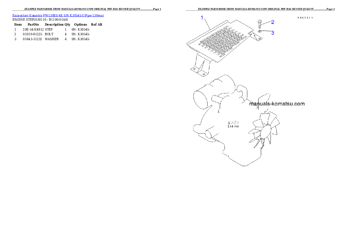 Protected: PW130ES-6K S/N K30545-UP Partsbook