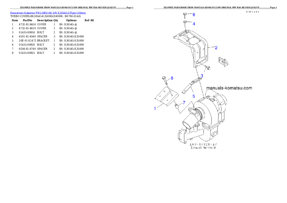 Protected: PW130ES-6K S/N K30545-UP Partsbook