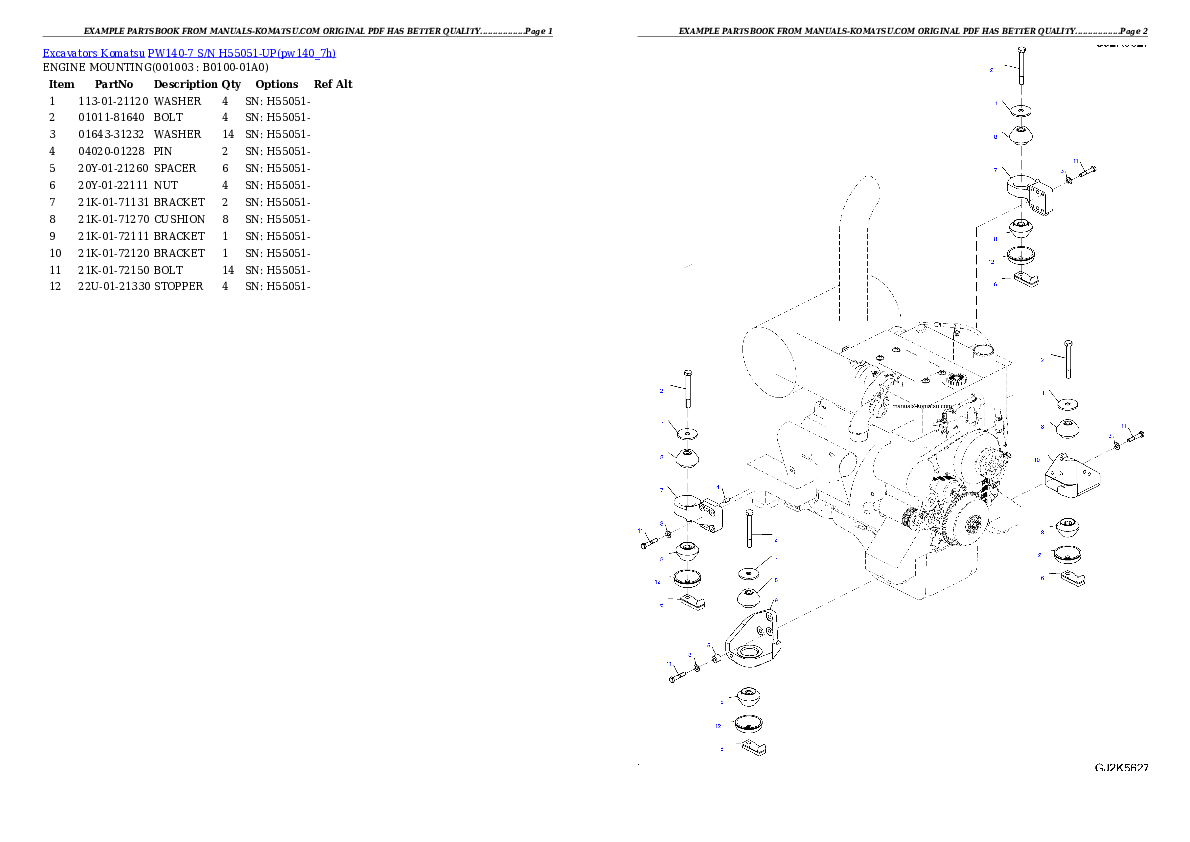 Protected: PW140-7 S/N H55051-UP Partsbook