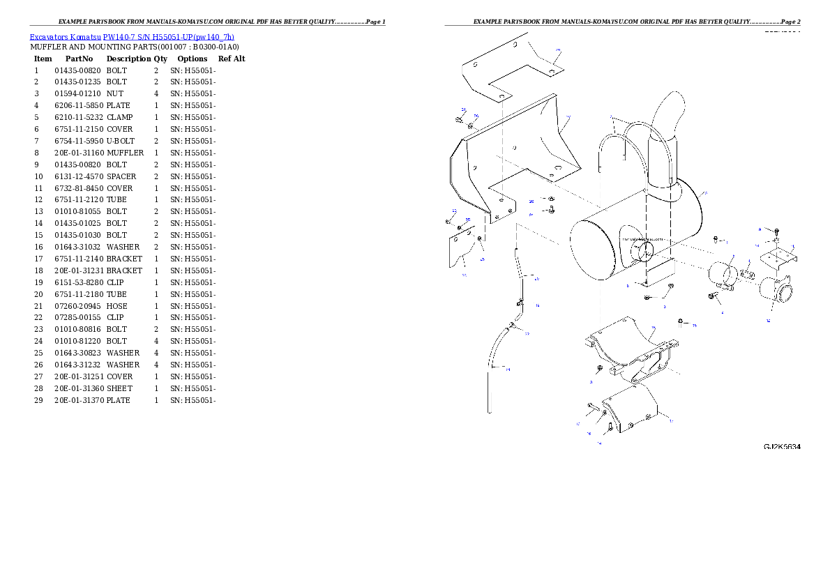 Protected: PW140-7 S/N H55051-UP Partsbook