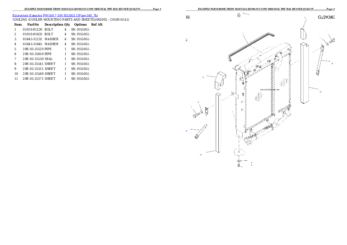 Protected: PW140-7 S/N H55051-UP Partsbook