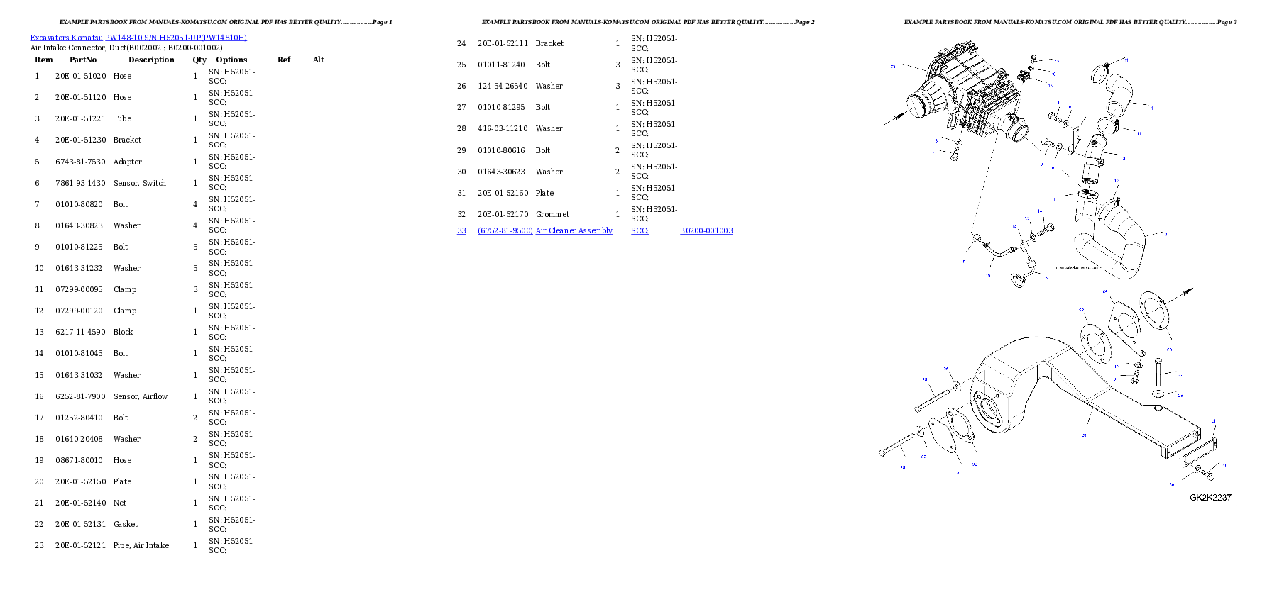 PW148-10 S/N H52051-UP Partsbook