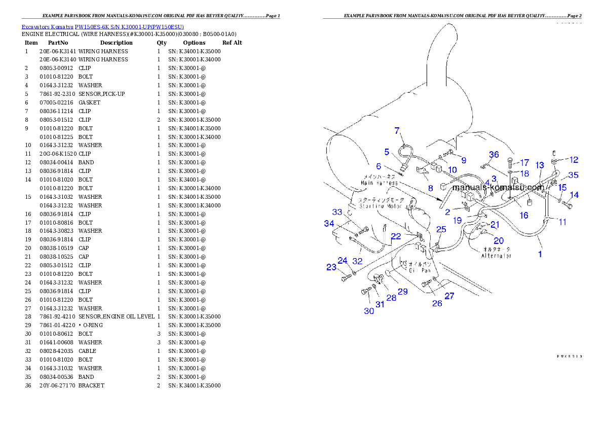 Protected: PW150ES-6K S/N K30001-UP Partsbook