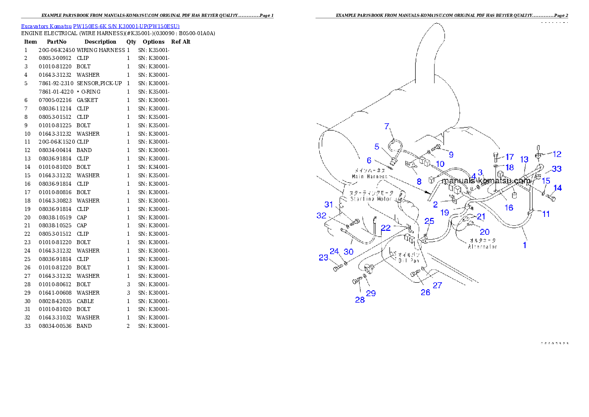 Protected: PW150ES-6K S/N K30001-UP Partsbook